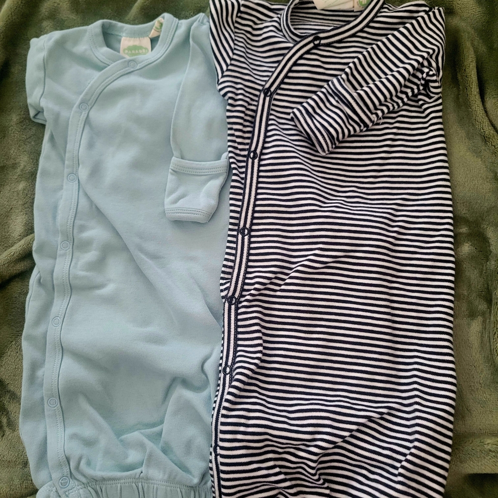 Cozy Kids Pajamas Sleep Sacks - Light Blue and Black Striped